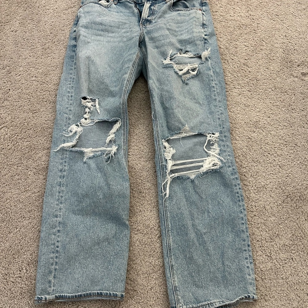 American Eagle Outfitters Blue Boyfriend Jeans Distressed